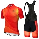 Maillot Ciclismo Hombre Ropa Bici MTB Verano Conjunto Ciclista Manga Corta,Traje Bicicleta Camiseta Ciclo y Culotte Tirantes con 19D Gel Acolchado,Completa Jerseys Transpirable Secado Ráido(14,XXL)
