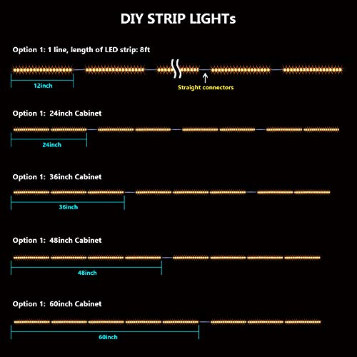 Image of WOBANE Under Cabinet Lighting Kit,8PCS 12 inch Led Light Bars,Under Counter Lights for Kitchen,Cupboard,Desk,Bookcase,Shelf,Showcase Display,DIY Tape Light,Variety Connectors,1200lm,2700K WarmWhite