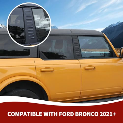 Image of RAZPOY for Bronco B Pillar Post Panel Cover, Rear Door Window Decal Compatible with 2021-2023 Ford Bronco Exterior Accessories 4-Door, Aluminum Alloy