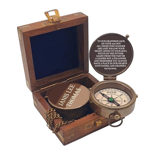 Regalos de Bautizo Personalizados para Niños - Brújula Antigua Hecha a Mano y Grabada con Escritura - Religiosa, Cristiana, Católica, Bautizo, Primera Comunión, Confirmación miniatura 6