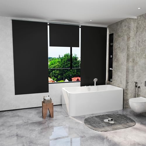 Aufun Verdunkelungsrollo Thermorollo Seitenzugrollo Seitenzug Klemmrollo ohne Bohren Klemmfix (80 x 160 cm, Anthrazit) - 7