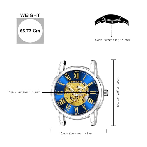 Image of Benling Skeleton Analog Automatic Watch for Men, Mechanical Movement, Leather Strap, Formal Casual Party Official Purpose