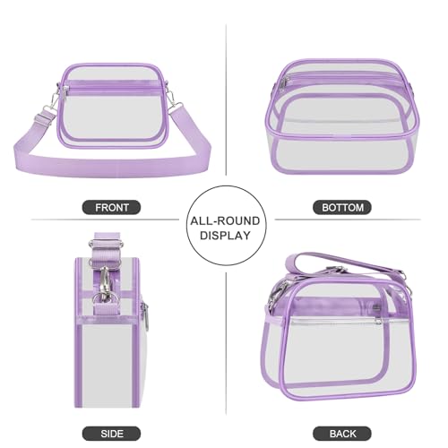 Image of Clear Bag for Stadium Events Clear Sports Fan Handbags Purses with Adjustbale Strap for Concerts Festivals Game Day