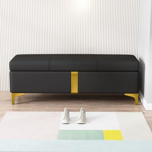 Banc de rangement moderne avec assise rembourrée pour un salon ou une entrée bien ordonnés