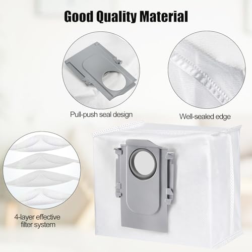 Chuancheng 6 Pcs Dust Bags for Roborock S7 MaxV Ultra / S7 Pro Ultra / Q7+ / Q7 Max+ / Q5+ Vacuum Cleaner Accessories, 3L Large Capacity Replacement Bag for Xiaomi Roborock S7 MAXV Ultra Parts