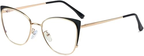 kachawoo Lentes de bloqueo de luz azul, marco de metal de ojo de gato, anteojos para computadora para mujer, ella joven, lentes antiluz azul