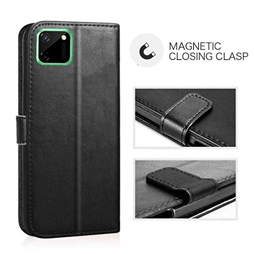 Image of Flip Cover Compatible with Realme C11 | Premium Leather Finish | Inbuilt Pockets & Stand | Flip Cover Back Case for Realme C11 (Black)