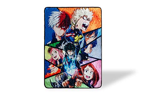 JUST FUNKY My Hero Academia Heroes Collage Large Anime Fleece Throw Blanket | Official My Hero Academia Throw Blanket | Collectible Anime Throw Blanket | Measures 60 x 45 Inches