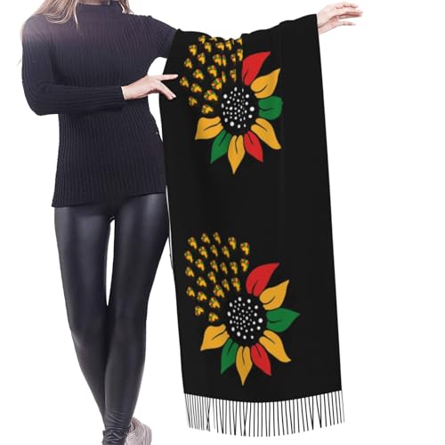 Juneteenth Sunflower Black History African American Scarfs For Women Soft Shawl Scarves Long Wraps Women'S Lightweight Scarf With Tassels2