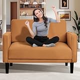 COUCHOICE 45' Orange Comfy Loveseat Sofa for Small Spaces, Small Sofa with Removable Washable Cover, High Density Foam Cushions, Solid Wood Frame, Ideal for Apartments, Easy to Assemble
