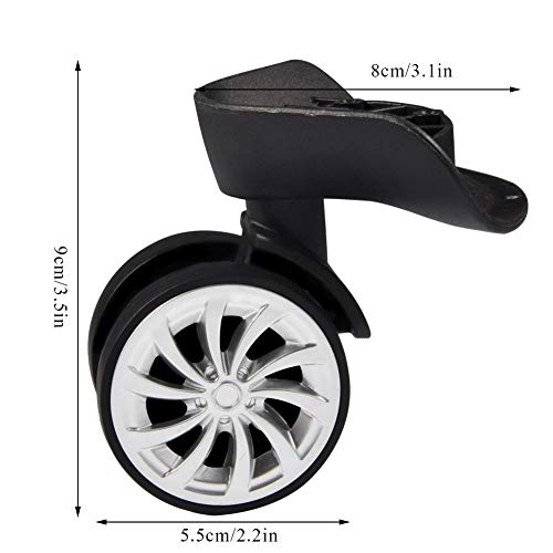 Roues de Remplacement pour Valise, Roues Pivotantes Universelles en PVC, 55 mm, Pack de 2