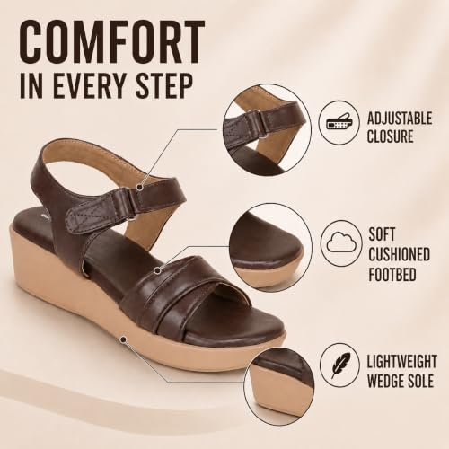 Image of TRASE Stylish Wedges Heels Sandals For Women, Comfortable Heel, Ankle Straps