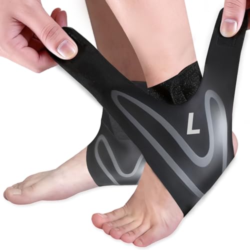 CharmChic 2 Piezas Tobillera Deportiva, Tobillera para Esguince, Tobilleras Estabilizadora Ajustable, para Hombre y Mujer, Antideslizante Férula Soporte Tobillo, L
