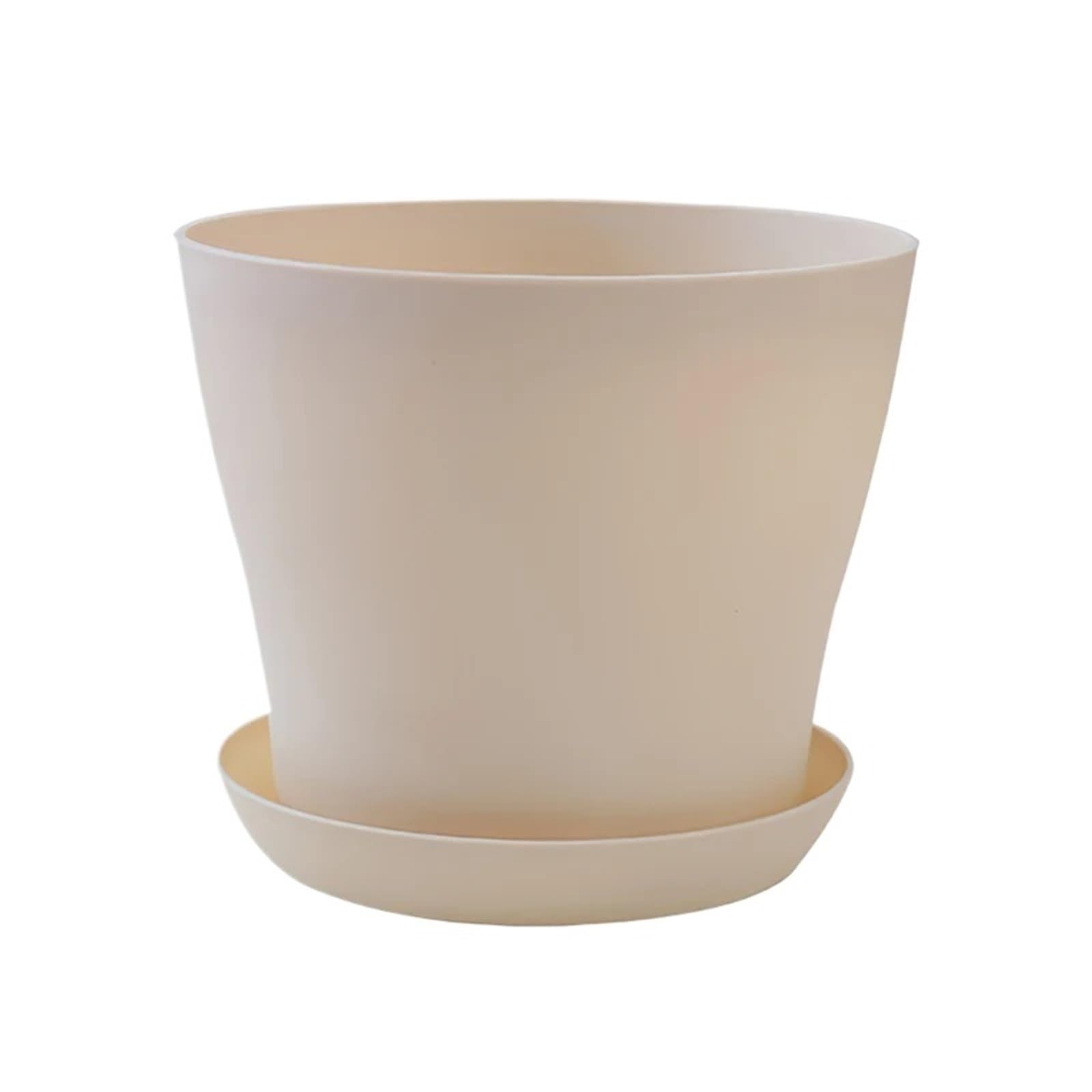 WLIHDB 1Pcs Flower Planter Pots Round Succulents Plant Pot With Tray Garden Indoor Bonsai Balcony Decor Горшок Для Цветов for Seeds Seedling(Beige)