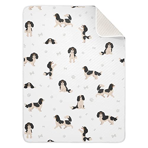 Image of Swaddle Blanket Cavalier King Charles Spaniel Cotton for Infants, Receiving Lightweight Soft Swaddling for Crib, Stroller, Nursery, Puppy, 30x40 in