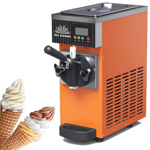 Macchina Gelato Soft Banco Monogusto,Macchina per Gelato Commerciale,con Compressore Autorefrigerante,4-5 kg/H Pannello LCD,Pulizia Automatica Preraffreddamento per Gelato Soft,Yogurt,Orange