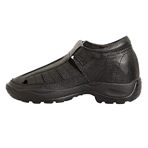 Image of Brown Leather Closed Toe Sandals with a Hidden Heel