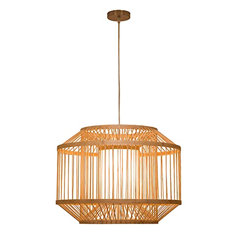 Suspension bambou tissé 50cm pour salon et ferme