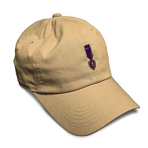 Soft Baseball Cap Army Military Purple Heart Embroidery Insignias Twill Cotton Dad Hats for Men & Women Buckle Closure Khaki Design Only