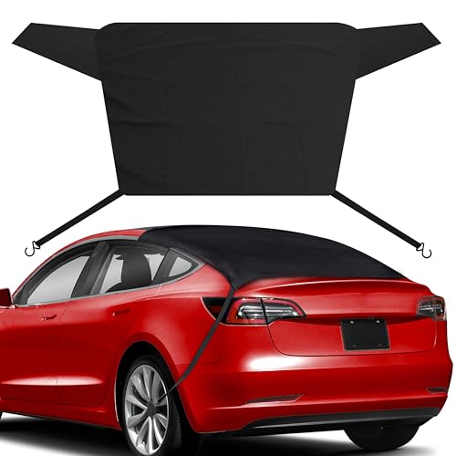 Image of EcoNour Tesla Rear Windshield Cover for Ice and Snow | Car Back Window Snow & Frost Cover | Complete Protection from Snow & Winter Debris | Winter Tesla Accessories for Model 3, Y, S, X | Large