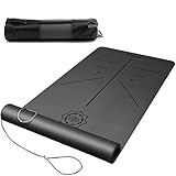 DAWAY Y8 Eco Friendly Wide Thick TPE Yoga Mat Workout Exercise Pilates, Non Slip, Double Sided, Soft, Body Alignment Professional Design, with Carry Strap, 72