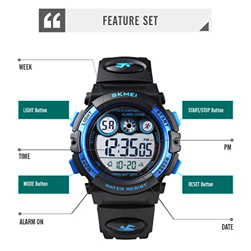 Boys Watch Digital Sports Waterproof Outdoor Kids Watches Alarm Clock 12/24 H Stopwatch Calendar 3-15 Year Old Boys Girls Wristwatch4