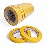 WTP TOOLS MTE18-12 Automotive Industry Masking Tape for Painting and Refinishing, Yellow Color, 3/4