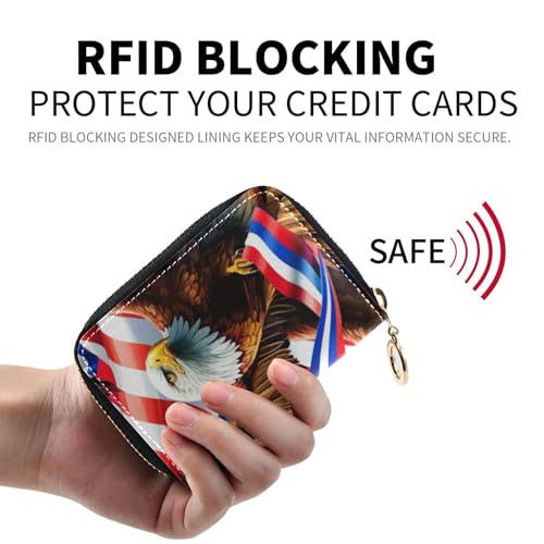 Zip Around Womens Wallet Credit Card Wallets RFID Blocking Small Mens Wallet with Coin Pocket USA Bald Eagle American2