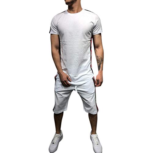 Men's 2 Piece Outfit Sport Set,Chaofanjiancai Summer Casual Short Sleeve T-Shirts + Drawsting