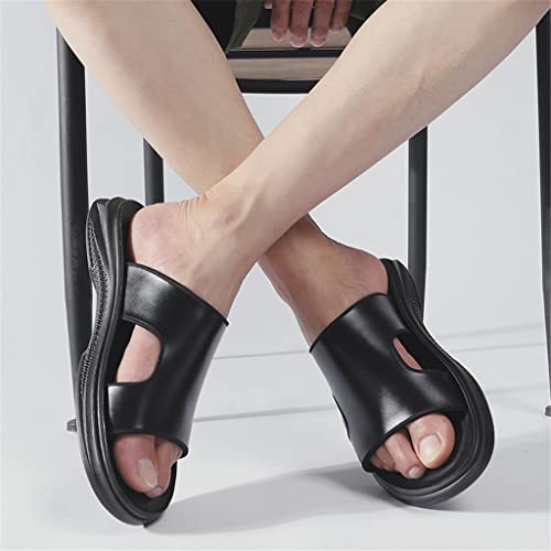 Men Slippers Leather Whole Cut Sandals Men Soft Latex Sole Casual Beach Shoes Seam Binding4