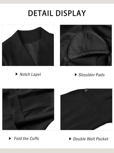 GRECERELLE Blazers for Women Lightweight Suit Jackets 3/4 Sleeve Casual Work Office Blazer Jacket with Pockets Black-6 - 2