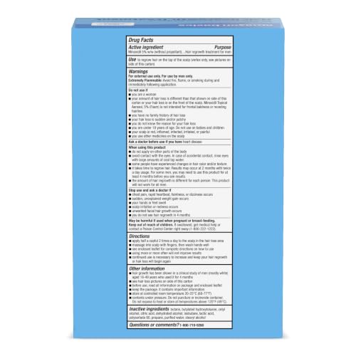 Amazon Basics Minoxidil Topical Aerosol, 5% Foam Hair Regrowth Treatment for Men, Unscented, 3-month Supply, 2.11 oz. (Pack of 3) (Previously Amazon Basic Care) - image 8