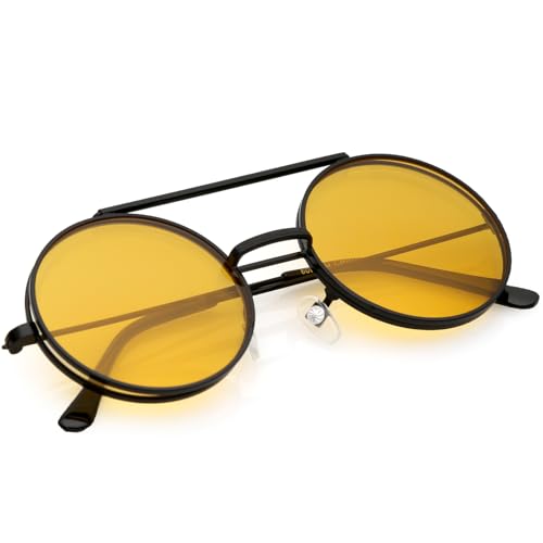zeroUV Mid Size Flip-Up Colored Lens Round Django Sunglasses 49mm4