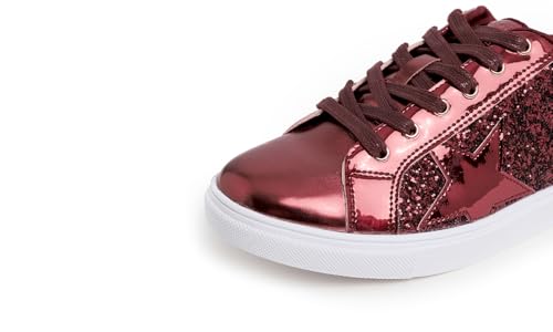 Image of FEVERSOLE Women's Fashion Lace Up Dress Sneakers Sparkly Party Shiny Shoes