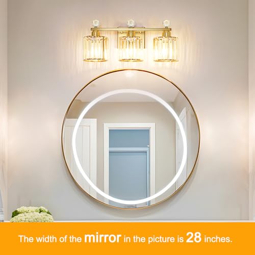 Image of Lxybcce Modern Crystal Bathroom Vanity Light, Gold Bathroom Lighting Fixture, Crystal Brass Vanity Light Fixture Over Mirror, Bath Wall Mounted Lighting for Bedroom, Living Room