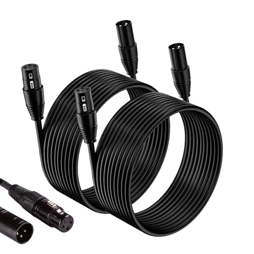 25Ft XLR Cable 2 Pack, XLR Microphone & Speaker Cable, Balanced Male to Female