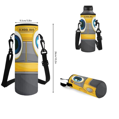 Yellow School Bus Travel Backpack for Teen Girls Boys 4 Pcs School Bag Set with Insulated Lunch Bag Pencil Case Water Bottle Holder Sleeve Casual Bookbag Shoulder Bagpack Sets3