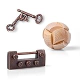 EJOYFL Brain Teaser Puzzle Wooden and Metal 3D Unlock Interlocking Puzzle for Kids Teen Adults Educational Toy