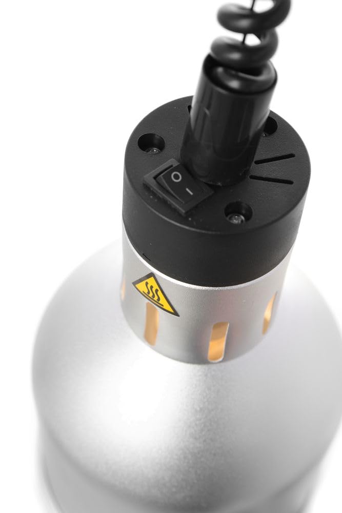 HENDI Lampada termica regolabile in altezza, cilindrica, lampada da cucina per riscaldare gli alimenti, lampada a infrarossi, 230V, 250W, ø175x(H)250mm, alluminio argento