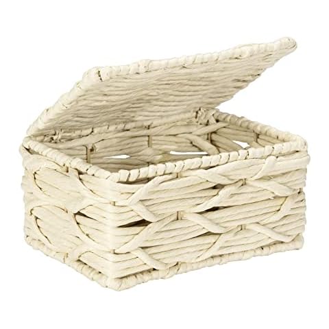 Wenko Badbox Vabriano-Cesta de Almacenamiento de Papel Trenzado con Tapa Cover