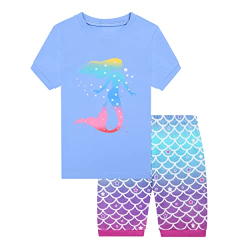 Benaive Girls Pajamas Sets 4 Pieces 100% Cotton Summer Pjs Short Sleeves Kids Sleepwear Size 4T - image 2