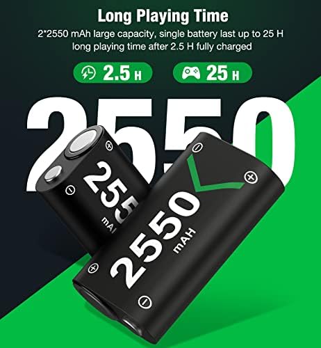 HEYLICOOL Rechargeable Battery Pack for Xbox One/Xbox Series X|S,Controller charger for Xbox Series X|S/Xbox One/Xbox One S/Xbox One X/One Elite Controller, 2x2550mAh Xbox Controller Battery Pack-Q08