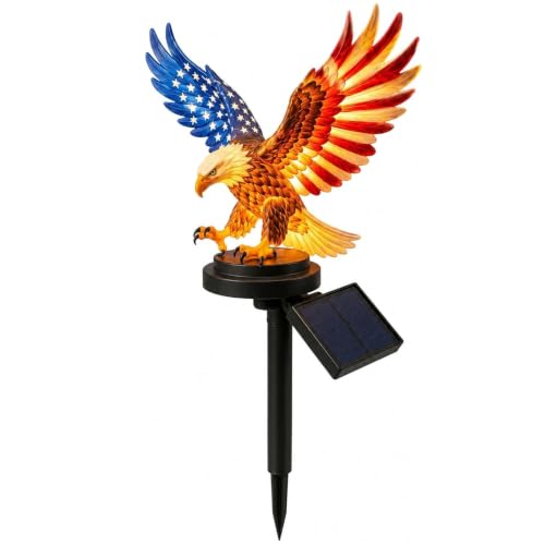 Solar Eagle Garden Light 250th Anniversary America Eagle Garden Stake for 4th of July Decorations Outdoor Patriotic Solar Eagle Garden Stake for Independence Day Memorial Day Yard Lawn Decor
