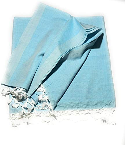 Image of SHISHIR Cotton Handloom Dull Chadar for All Season Standard Blue Easy to Carry in Traveling in Train Buses
