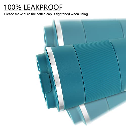 Taza térmica MOMSIV 13oz/380ml antideslizante acero inoxidable viaje taza taza de café de doble pared aislada al vacío a… - Imagen 5