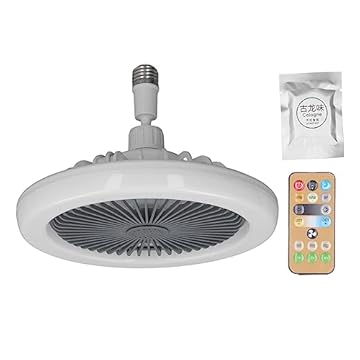 Ventilador de Teto Pequeno Com Luz Controle Remoto E27 Suporte de Lâmpada Velocidade Ajustável 85-265V Ideal para Varanda Banheiro Armário Garagem Restaurante
