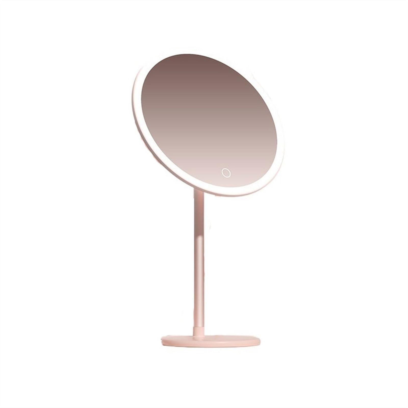 KFGISD, with Lights Makeup Mirror Mirror Refill Light Desktop Rechargeable Vanity Mirror Tabletop Cosmetic Mirror,Tabletop Mirror(Pink)