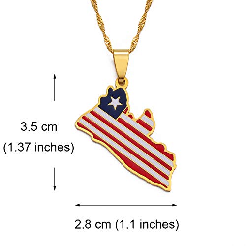 Hafrita Liberia Country Map Flag Pendant Necklaces Gold Liberian Maps Necklace3