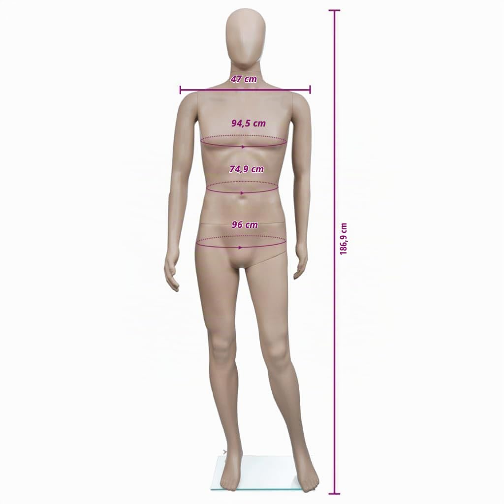 vidaXL Manichino Intero Ruotabile Uomo Maschile Testa Arrotondata Espositore