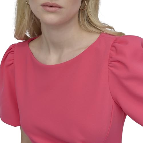 Image of DKNY Women's Short Sleeve Boat Neck Side Ruched Dress